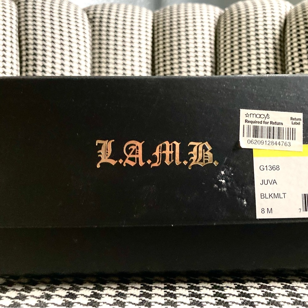 L.A.M.B Houndstooth Juva Calf Hair platform Heels, ORG Box&Dust bag! - Picture 15 of 16